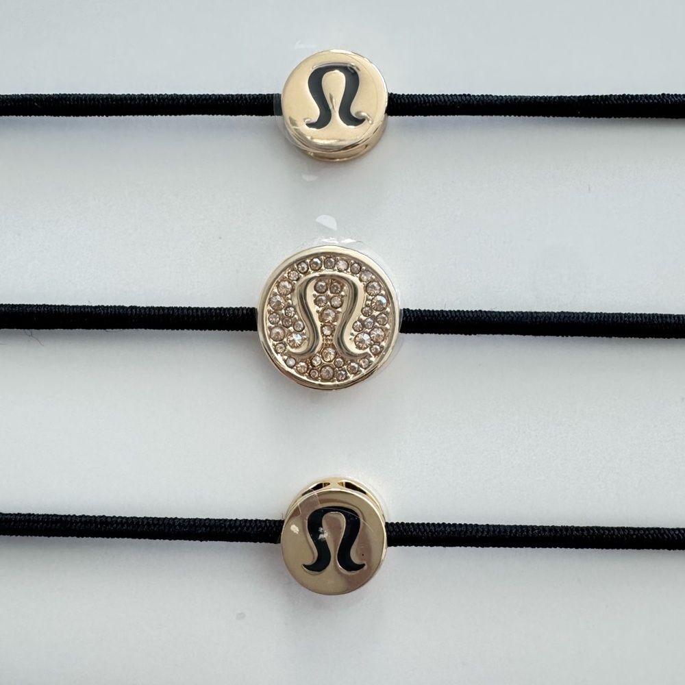 Lululemon Logo Hair Ties 3 Pack Gold / Black - Picture 9 of 10